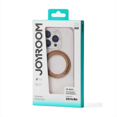 2. Joyroom JR-16JL6 iPhone 16 Pro Ultra-Thin MagSafe Compatible Case with 360° Ring Stand - Gold