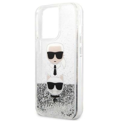 6. Karl Lagerfeld Liquid Glitter Karl&Choupette Head case for iPhone 13 Pro Max - silver