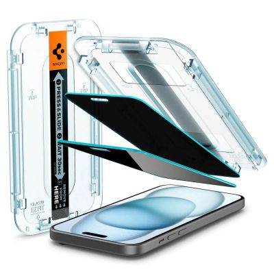 11. Spigen Glas.tR EzFit Privacy Tempered Glass for iPhone 15/16 with Adapter (2 pcs.)
