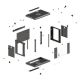 6. Wall-mounted installation rack cabinet 19" 6U 540x350 black glass door LANBERG (Flat Pack)