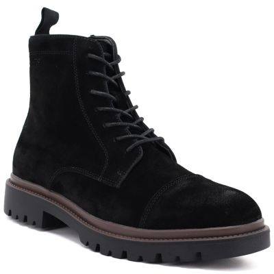 5. Men's leather ankle boots, unlined, suede, black, Big Star UU174221