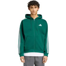 Men's adidas Essentials 3-Stripes Fleece Full-Zip Hoodie Green KZ1412