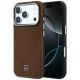 Mercedes Leather Semi Wrap Wood Effect MagSafe case for iPhone 17 Pro - brown