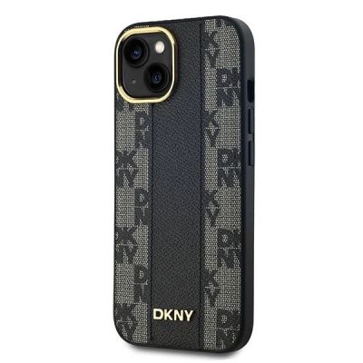 2. DKNY Leather Checkered Mono Pattern MagSafe Case for iPhone 15/14/13 - Black
