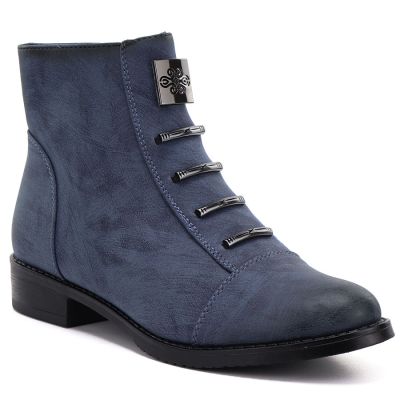Women's blue flat ankle boots M.Daszyński SA62-126