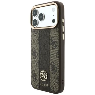 2. Guess 4G with Stripe Round and Classic Logos MagSafe Case for iPhone 17 Pro / 18 Pro - Brown