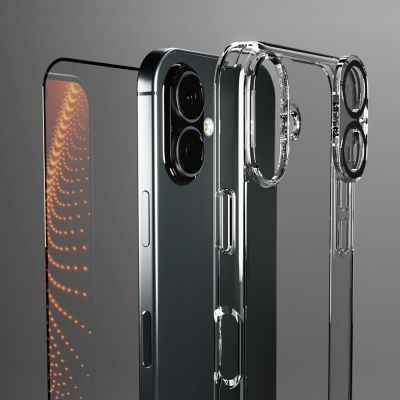 4. SBS set with D3O technology for iPhone 16 - case + glass screen and camera protector - transparent