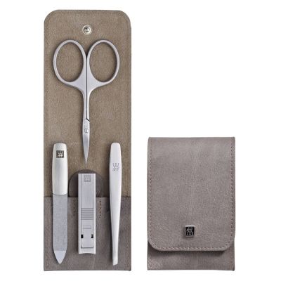 Zwilling Twinox manicure set – taupe, leather case, 4 pieces - Taupe