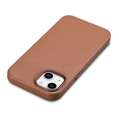11. iCarer Case Leather Case Cover for iPhone 14 Plus Brown (MagSafe Compatible)
