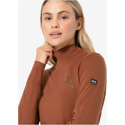 4. Women’s Long-Sleeve Mock-Neck Base Layer SUPER.NATURAL W Tundra 175 Turtleneck Flear, Brown