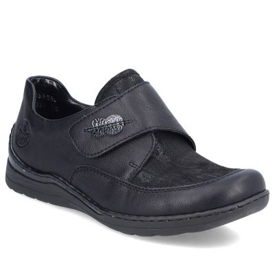 8. Rieker 48954-00 comfortable black women's shoes with Velcro