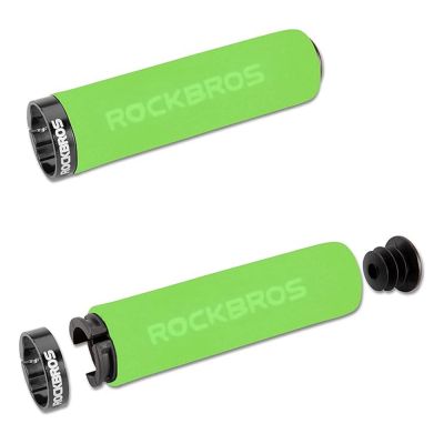 2. Rockbros BT1001GNBK sponge bicycle handlebar grips - green and black