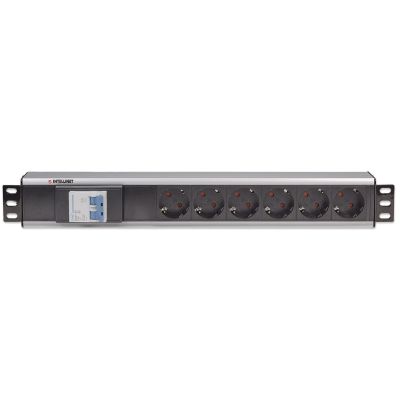 3. Intellinet 711432 PDU 6-Outlet Power Distribution Unit 1.5U Black, Gray