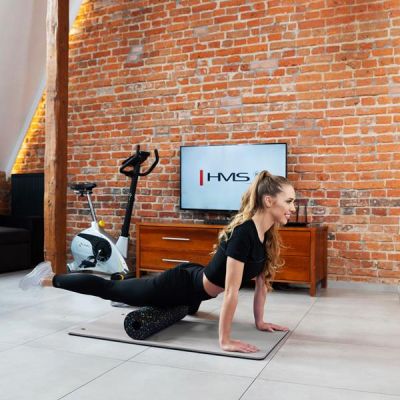 5. HMS Premium MFK02 Grey-Black Club Fitness Mat with Holes
