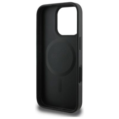 7. Guess Grained Gold Ring MagSafe case for iPhone 16 Pro Max - black