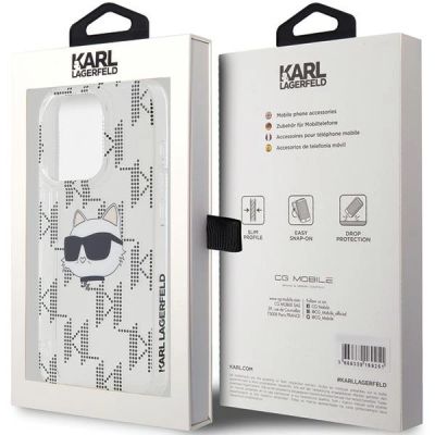 8. Karl Lagerfeld IML Choupette Head & Monogram case for iPhone 15 Pro - transparent