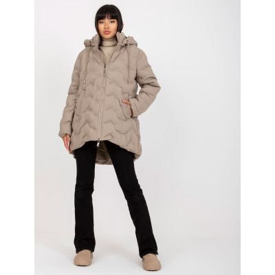 Beige down winter jacket with hood (NM-KR-P22-6632-62.00P)