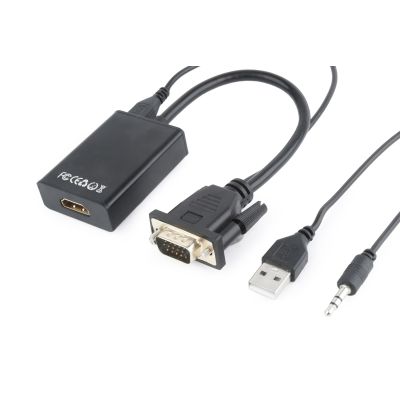 3. GEMBIRD A-VGA-HDMI-01 adapter (HDMI F - D-Sub (VGA), 3.5 mm stereo jack, USB 2.0 M; 0.15 m; black)