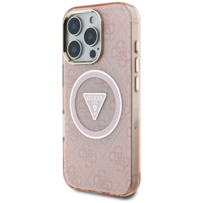 2. Guess IML Metal Glitter 4G Circle Triangle MagSafe Case for iPhone 16 Pro - Pink