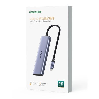 3. HUB Ugreen CM511 20956A 6in1 USB-C - HDMI / 3x USB-A 3.0 / SD/TF card reader - gray