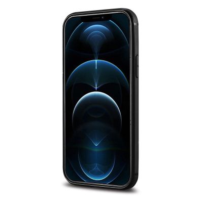 6. iCarer Leather Oil Wax case covered with natural leather for iPhone 12 Pro Max black (ALI1206-BK)