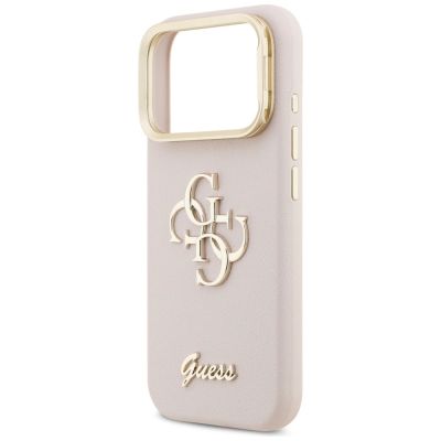 6. Guess Grained Big 4G & Stand Camera Case for iPhone 17 Pro - Pink