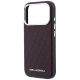 6. Karl Lagerfeld Grained Allover Logo Metal Elongated MagSafe Case for iPhone 17 Pro Max / 18 Pro Max - Burgundy