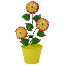SOLAR SUNFLOWER LAMP IN A YELLOW PLANTER