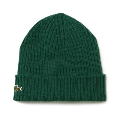 Lacoste Ribbed Wool Beanie Green - RB0001-132