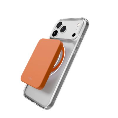 3. Puro Lite Mag TPU+PC Case Compatible with MagSafe for iPhone 17 Pro - Transparent with Orange Ring