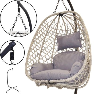 5. COCOON HANGING CHAIR WITH FRAME 195CM LIGHT GRAY 120KG