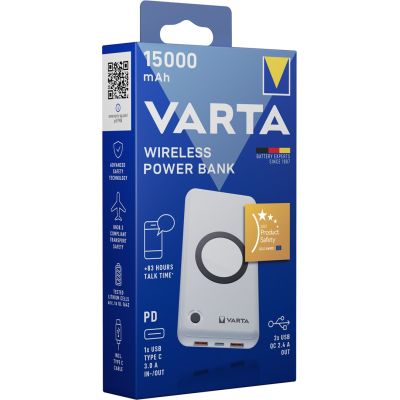 9. Varta 57908 101 111 Power Bank Lithium Polymer (LiPo) 15000 mAh Wireless Charging White