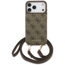Guess 4G Cardslots & Magnetic Closure Crossbody Case for iPhone 18 Pro Max / 17 Pro Max – brown