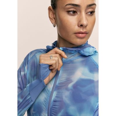 3. CASALL Breeze Printed Running Jacket for Women, Navy Blue