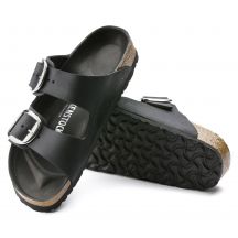 Birkenstock Arizona Big Buckle Oiled Leather Black Narrow Women's Flip-Flops (1011075)