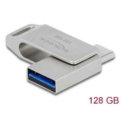 5. DeLOCK USB-C + Type-A 5 Gbps 128 GB Flash Drive – Metal Housing