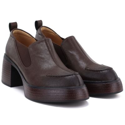 4. Women's brown leather high-heeled shoes D&A S.Barski CR62-3525