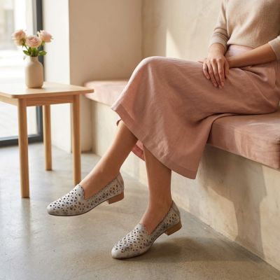 6. Women's openwork gray and silver shoes Jezzi ASA222