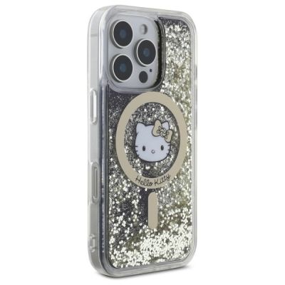 4. Hello Kitty Liquid Glitter Fever MagSafe Case for iPhone 16 Pro Max - Gold