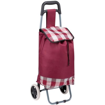 6. TROLLEY SHOPPING BAG ON WHEELS WITH FRAME 31L RED WHITE