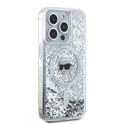 4. Karl Lagerfeld Liquid Glitter Karl Head MagSafe case for iPhone 15 Pro Max - transparent