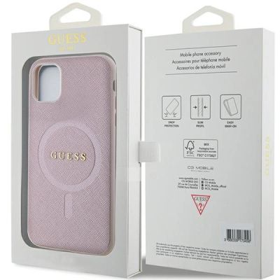 8. Guess GUHMN61PSAHMCP case for iPhone 11 / Xr - pink Saffiano MagSafe