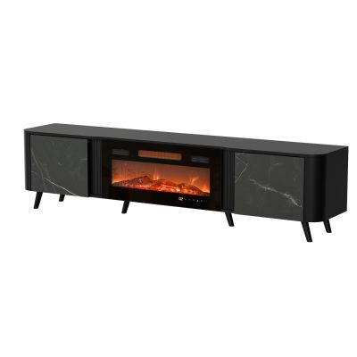 4. VOLARE TV cabinet 200x39x49 black/san sebastian + fireplace