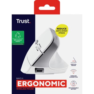 2. Trust BAYO II ERGONOMIC WIRELESS White mouse