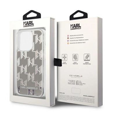 8. Karl Lagerfeld KLHCP14LLMNMS iPhone 14 Pro 6.1 "hardcase silver / silver Liquid Glitter Monogram