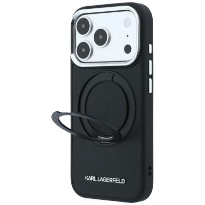 2. Karl Lagerfeld Ring Stand 360 Saffiano Classic Logo MagSafe Case for iPhone 18 Pro / 17 Pro - Black