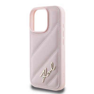 6. Karl Lagerfeld Quilted Signature iPhone 16 Pro Case - Pink