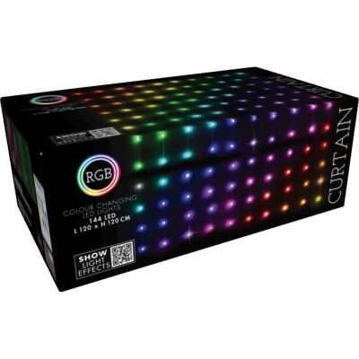 8. CHRISTMAS LIGHTS LIGHT CURTAIN FOR INDOOR/OUTDOOR USE 144 LED RGB 120 X 120 CM WITH REMOTE CONTROL MULTICOLOUR