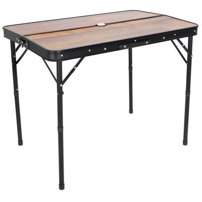 24. FOLDABLE CAMPING TABLE 90x60x70CM AND 2 BENCHES 87x23x39CM WOOD