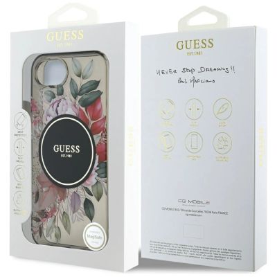 8. Guess IML Flowers MagSafe iPhone 16e Case - Black